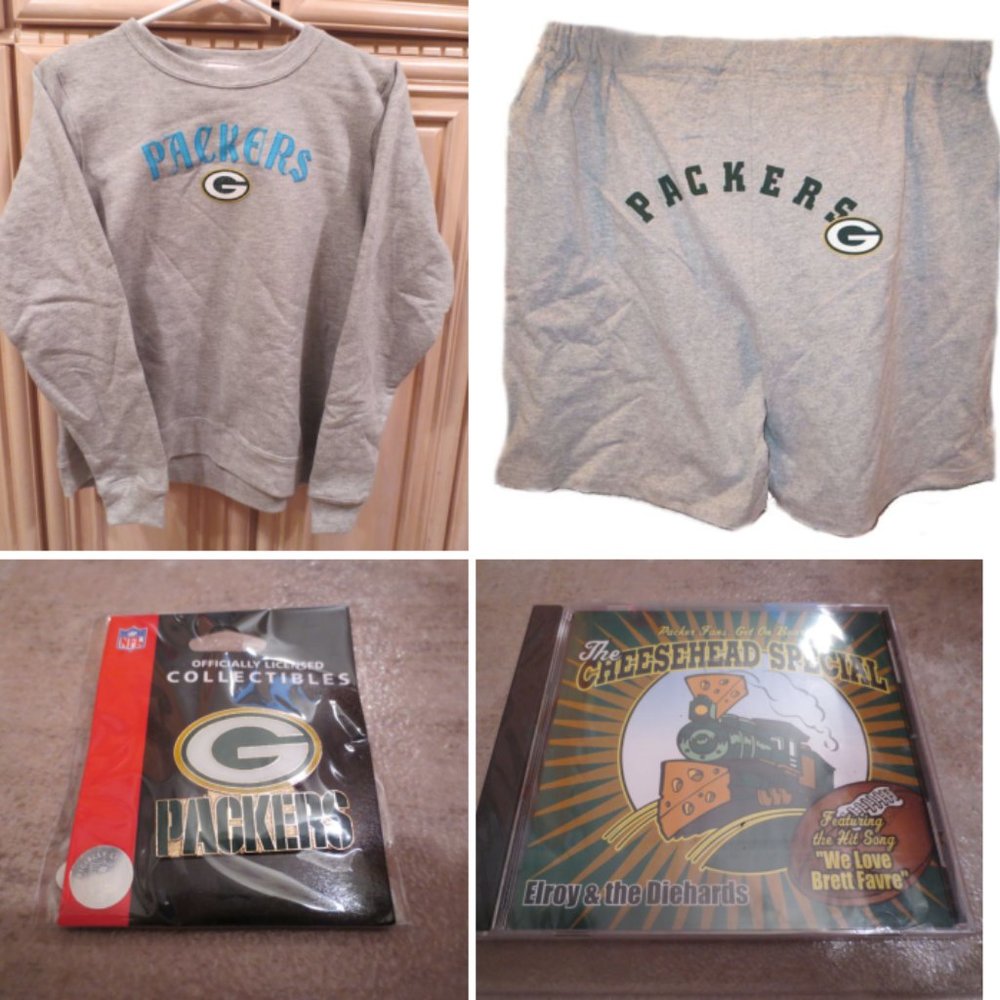 NFL Green Bay Packers Ladies' Women's Gift Bundle Sweatshirt Shorts Pin CD